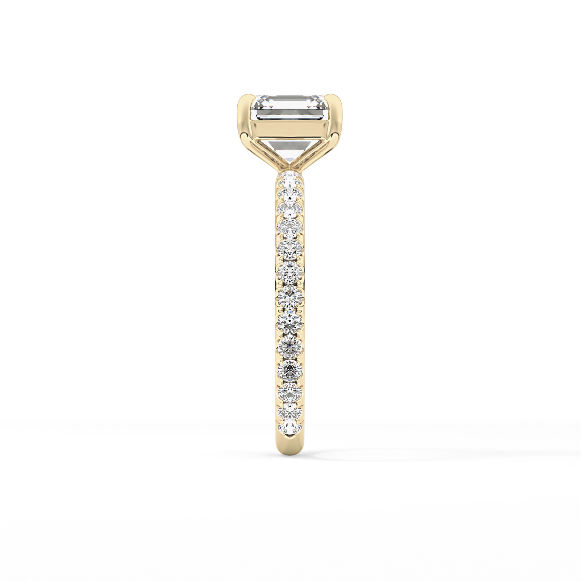 Asscher Pave Lab Grown Diamond Engagement Ring