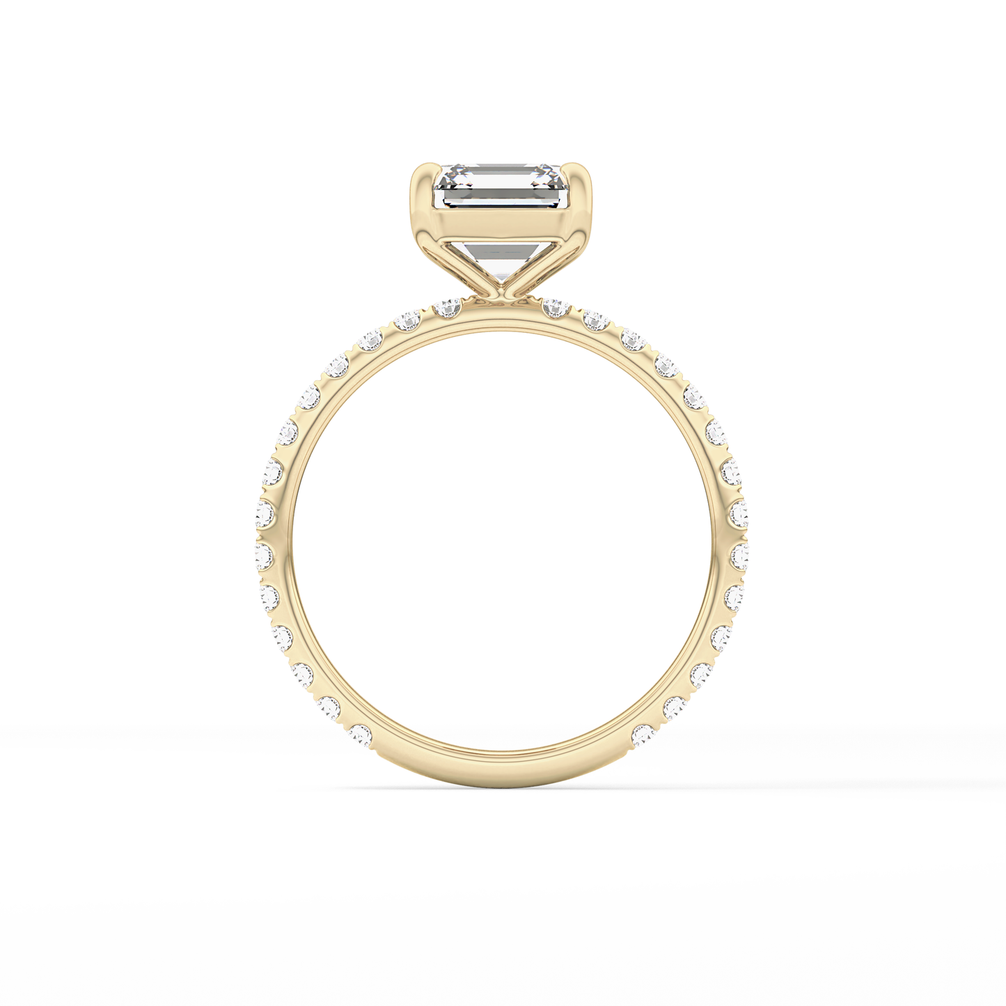 Asscher Pave Lab Grown Diamond Engagement Ring