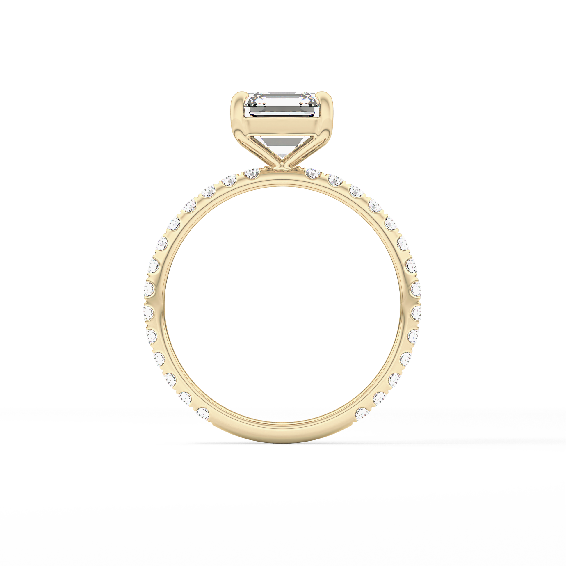 Asscher Pave Lab Grown Diamond Engagement Ring