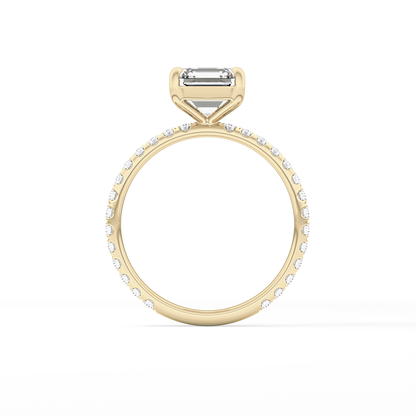 Asscher Pave Lab Grown Diamond Engagement Ring