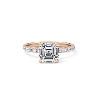 Asscher Pave Lab Grown Diamond Engagement Ring