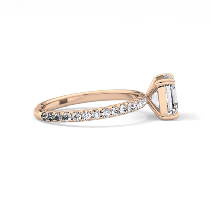 Asscher Pave Lab Grown Diamond Engagement Ring
