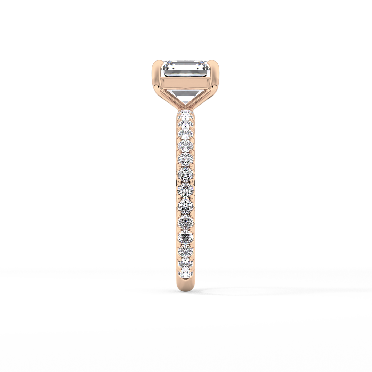 Asscher Pave Lab Grown Diamond Engagement Ring