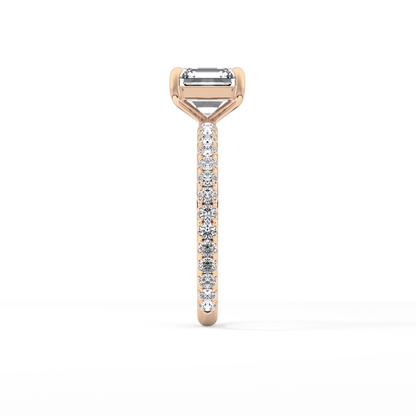 Asscher Pave Lab Grown Diamond Engagement Ring