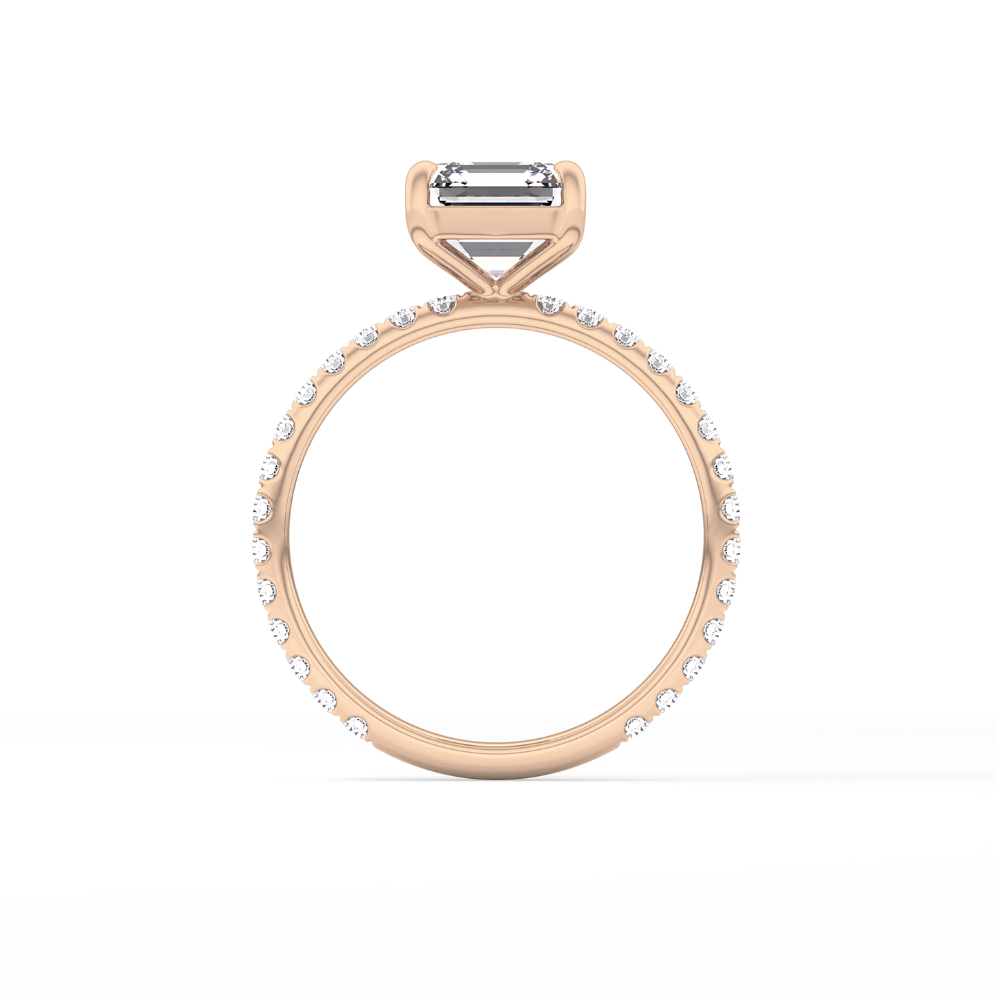 Asscher Pave Lab Grown Diamond Engagement Ring