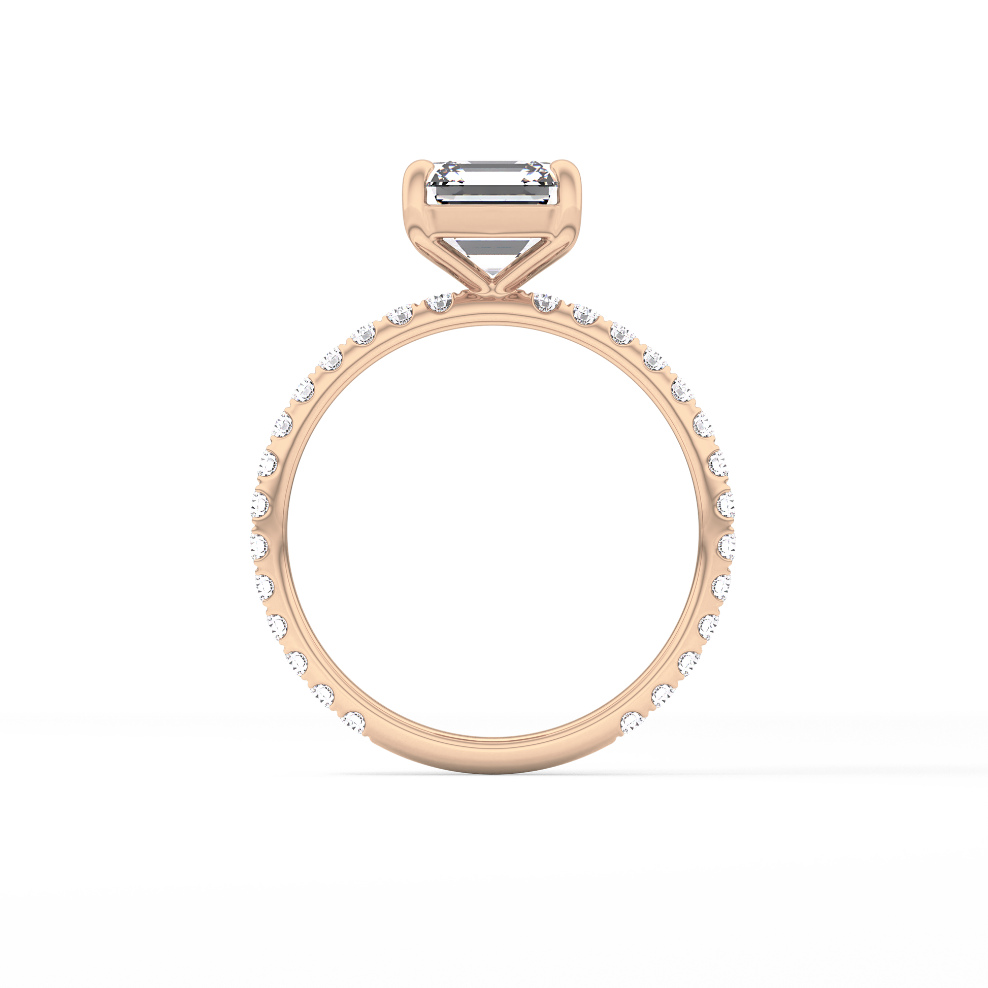 Asscher Pave Lab Grown Diamond Engagement Ring