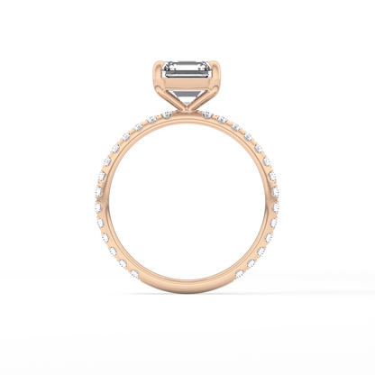 Asscher Pave Lab Grown Diamond Engagement Ring