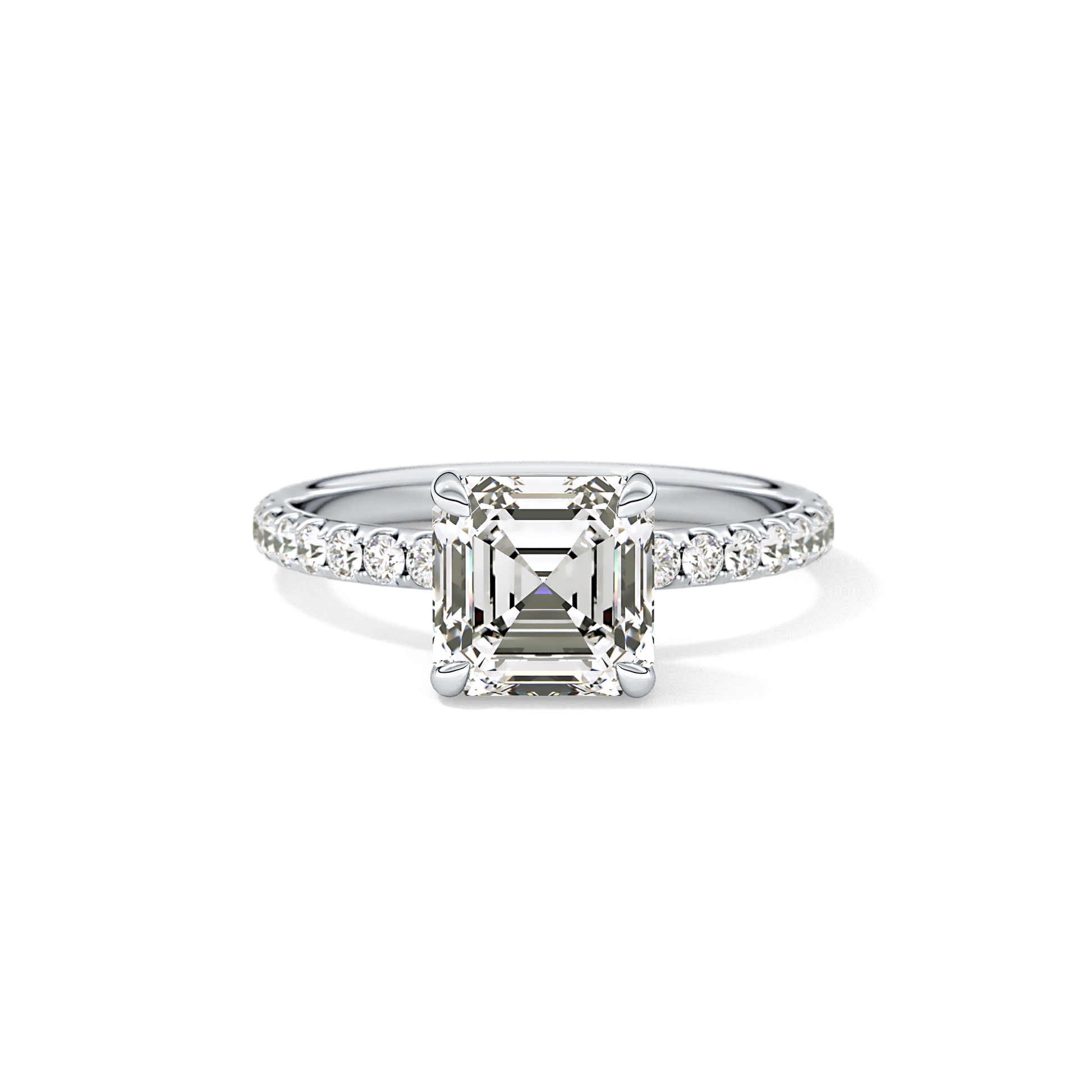 Asscher Pave Lab Grown Diamond Engagement Ring