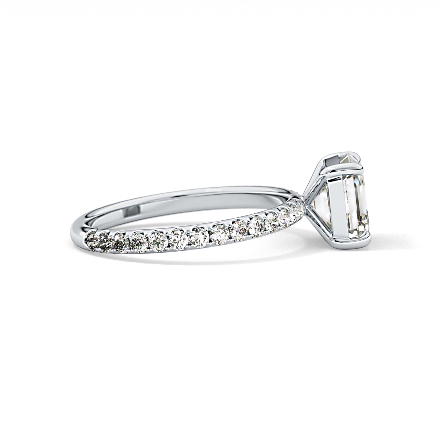 Asscher Pave Lab Grown Diamond Engagement Ring