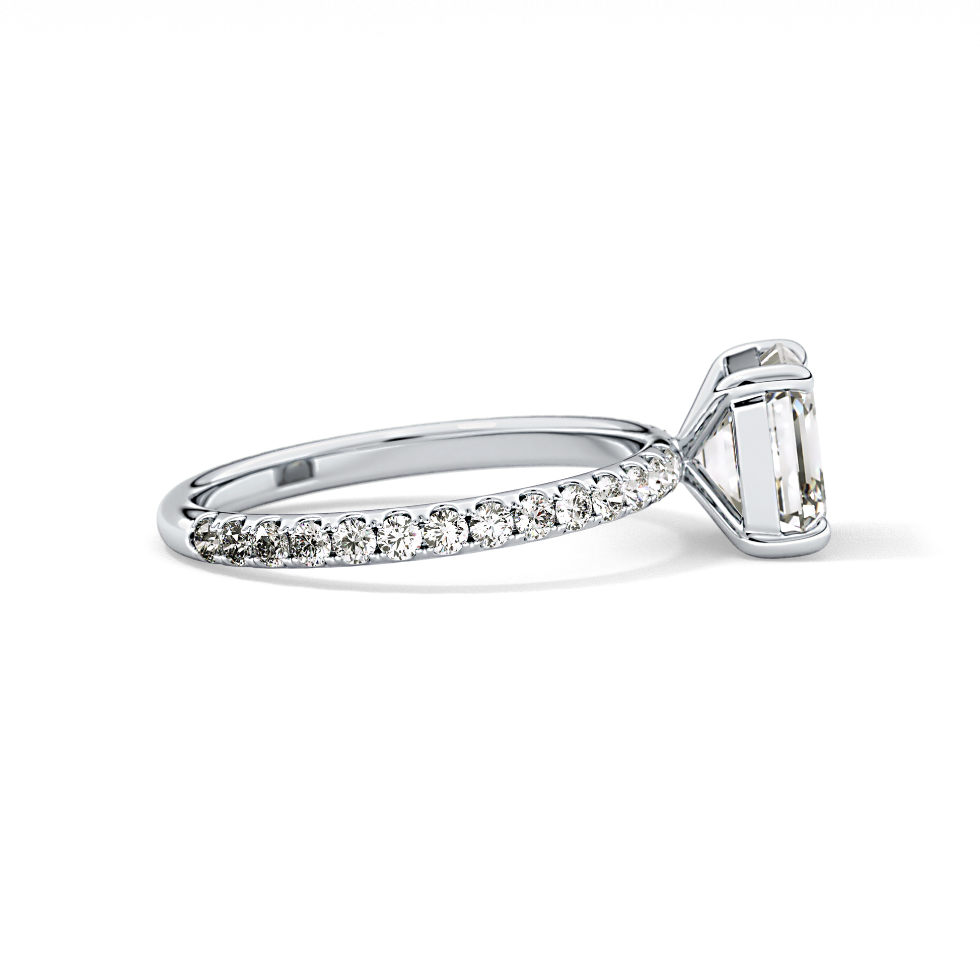 Asscher Pave Lab Grown Diamond Engagement Ring