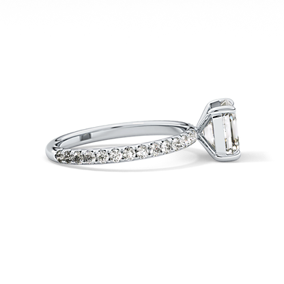 Asscher Pave Lab Grown Diamond Engagement Ring