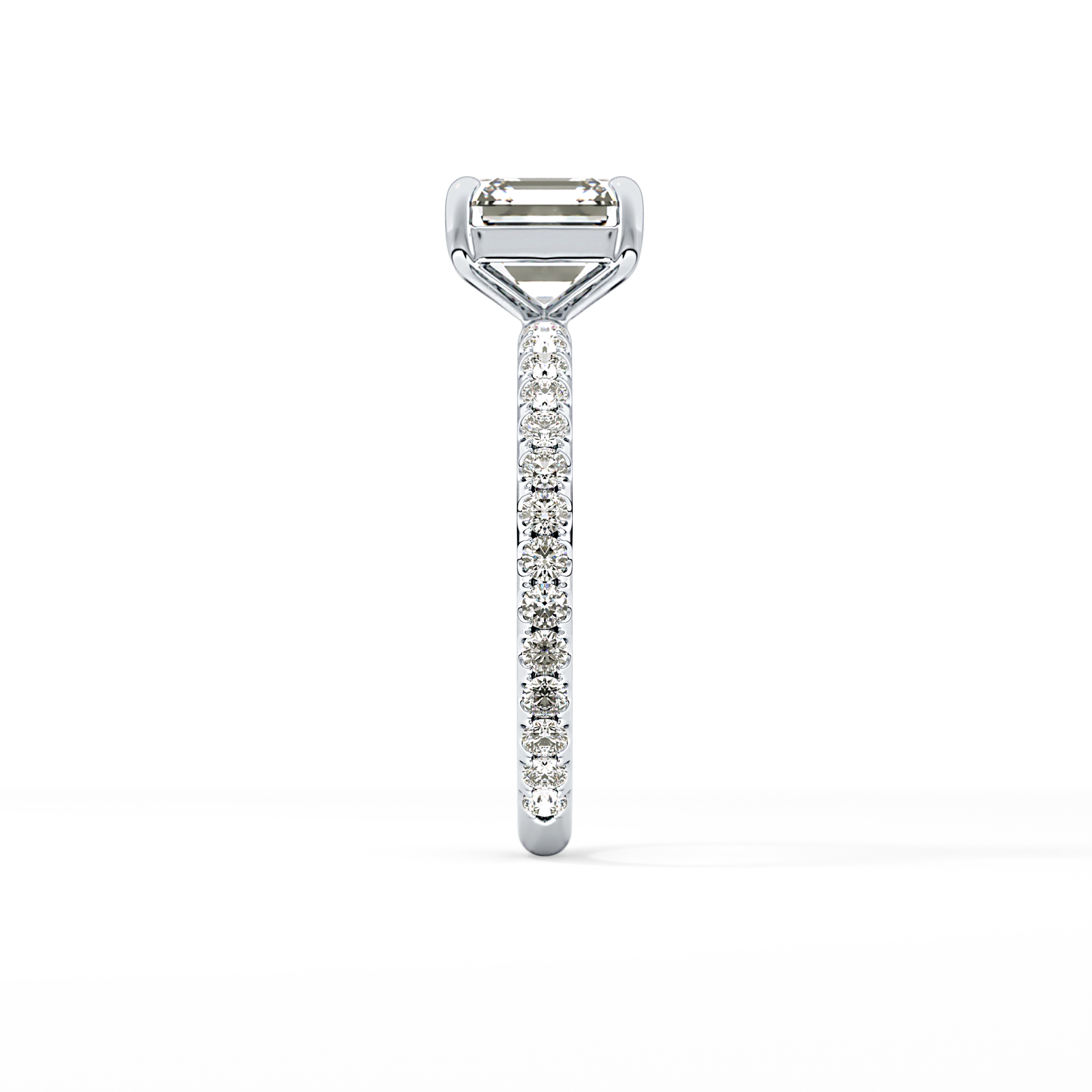 Asscher Pave Lab Grown Diamond Engagement Ring