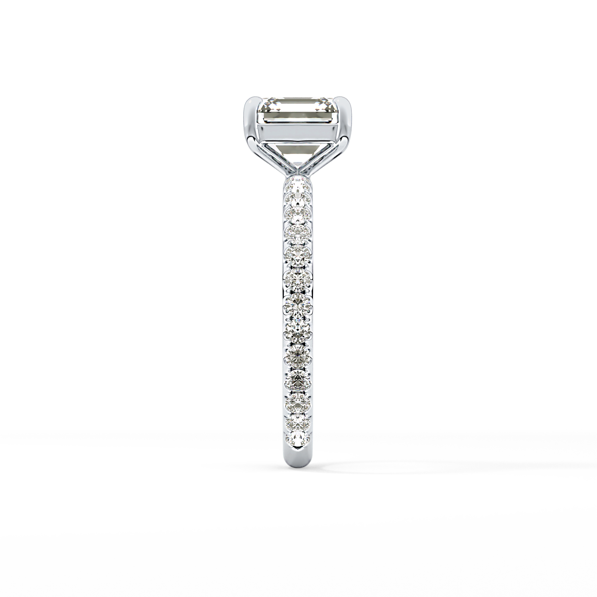 Asscher Pave Lab Grown Diamond Engagement Ring