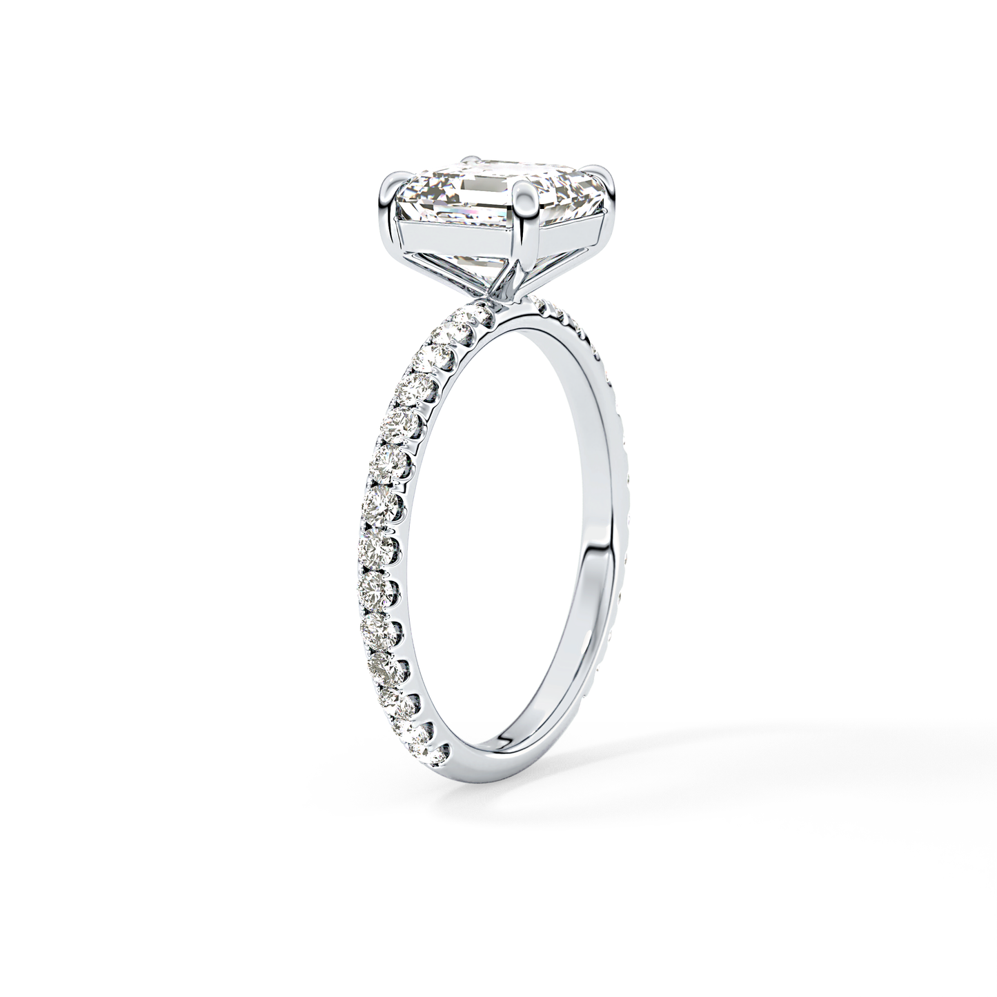 Asscher Pave Lab Grown Diamond Engagement Ring