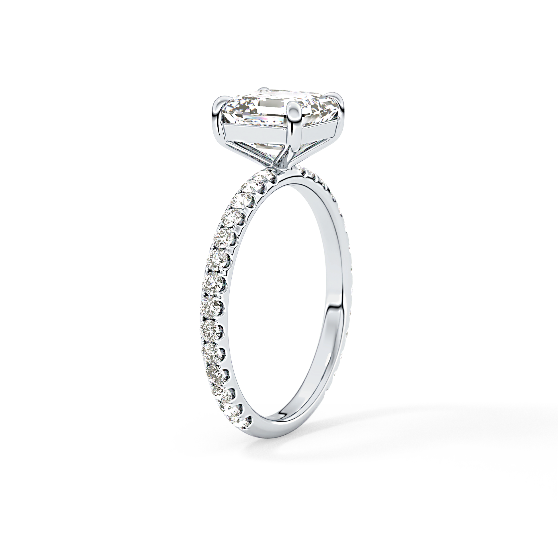 Asscher Pave Lab Grown Diamond Engagement Ring