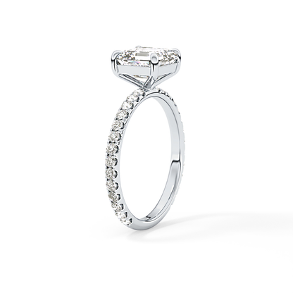 Asscher Pave Lab Grown Diamond Engagement Ring
