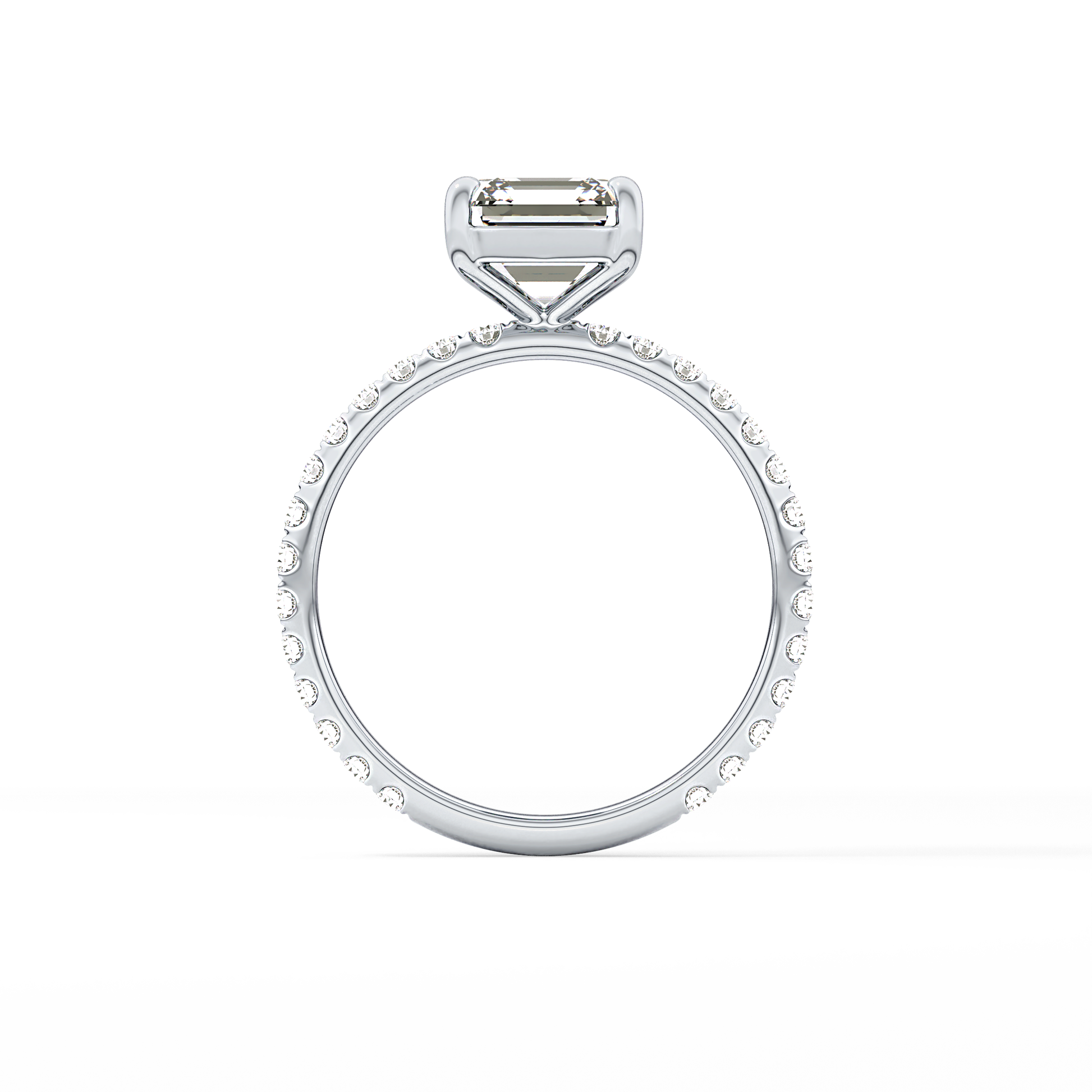 Asscher Pave Lab Grown Diamond Engagement Ring