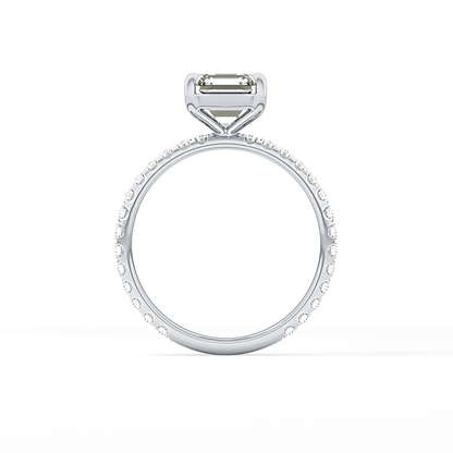 Asscher Pave Lab Grown Diamond Engagement Ring