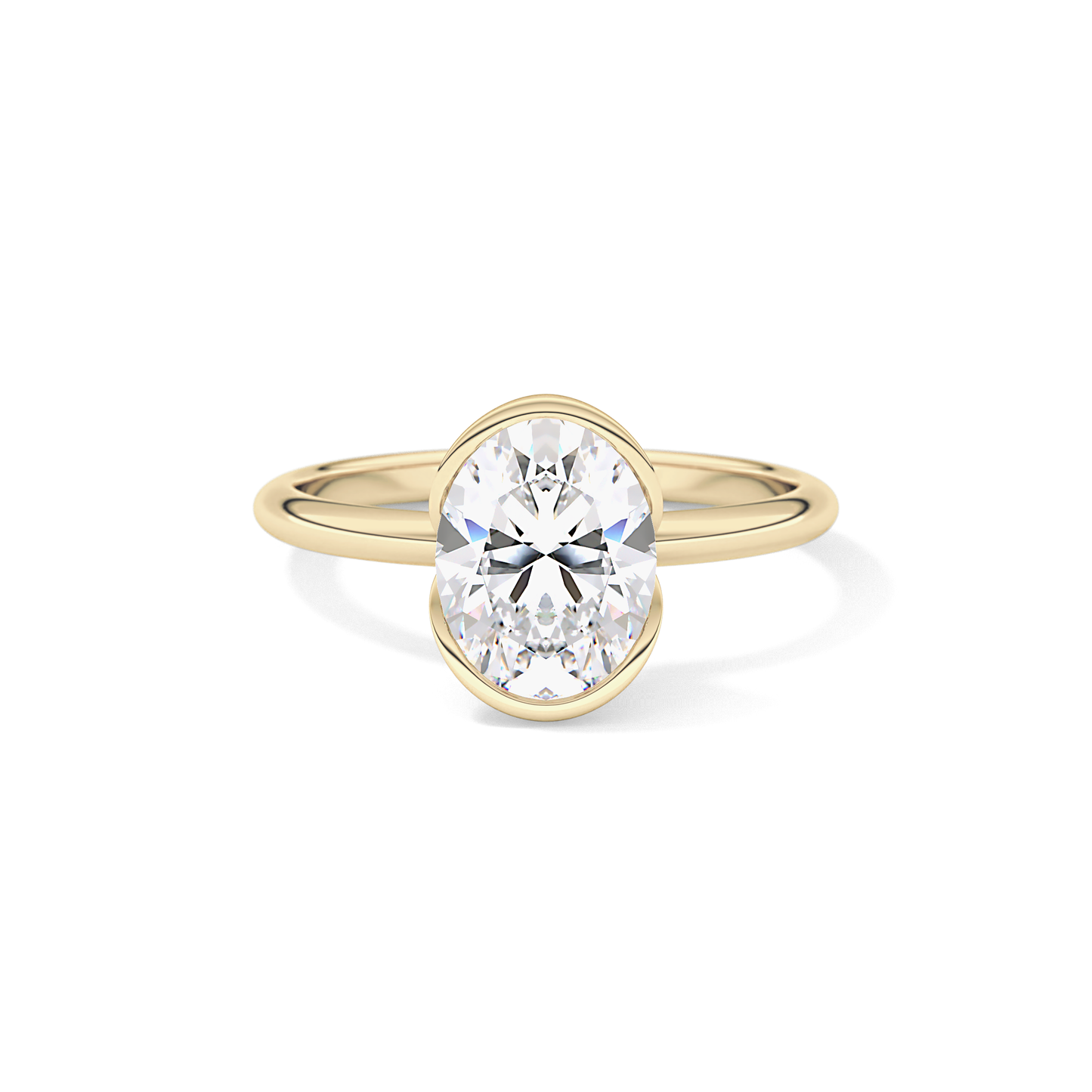 Oval Solitaire Half Bezel Lab Grown Diamond Engagement Ring