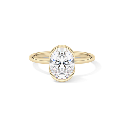 Oval Solitaire Half Bezel Lab Grown Diamond Engagement Ring