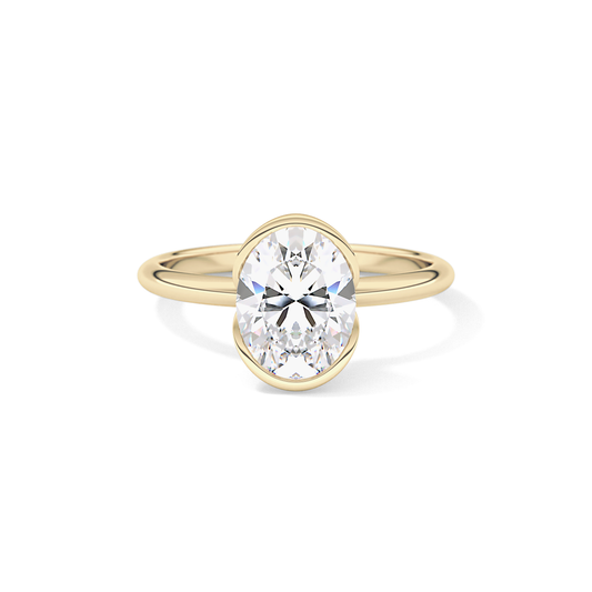 Oval Solitaire Half Bezel Lab Grown Diamond Engagement Ring