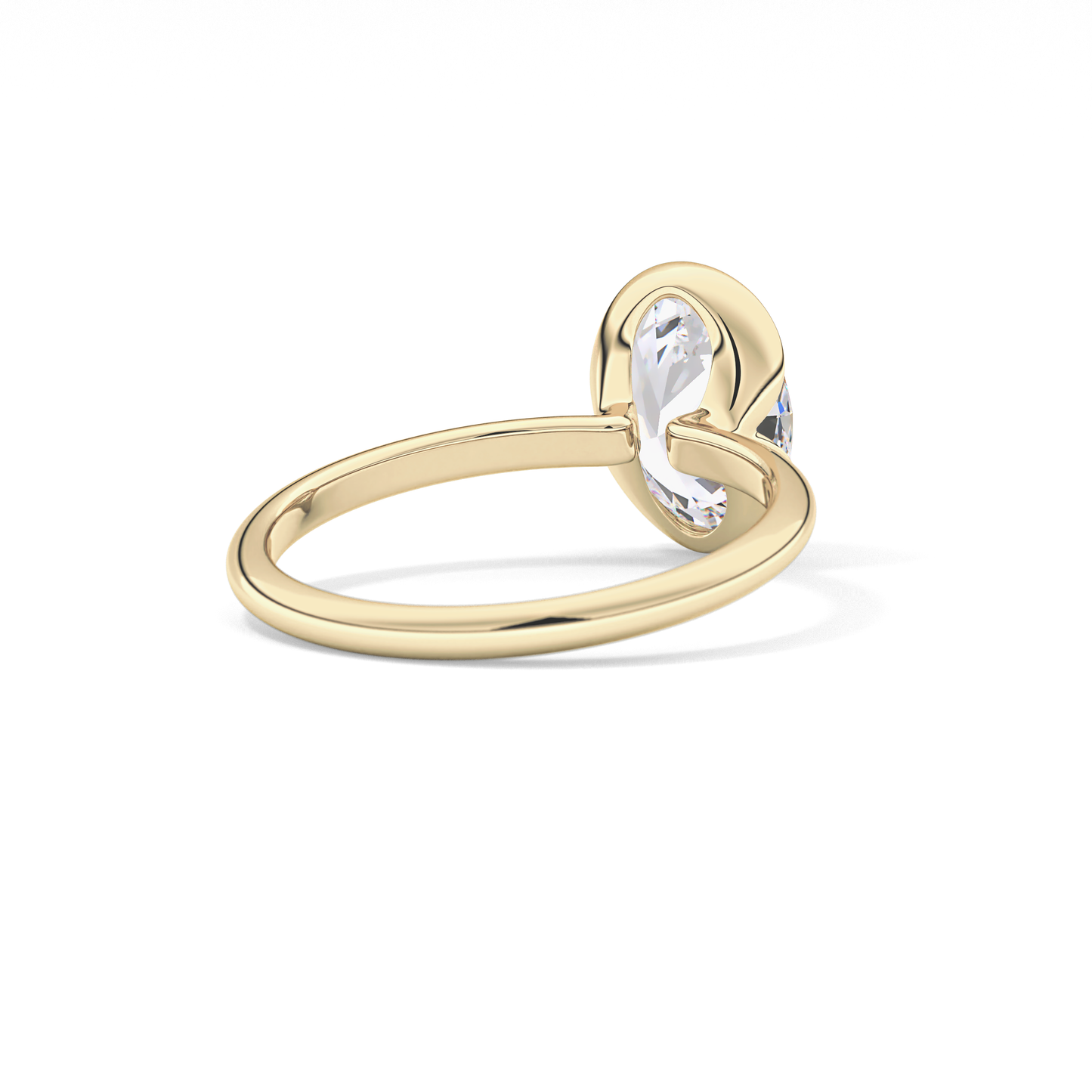 Oval Solitaire Half Bezel Lab Grown Diamond Engagement Ring
