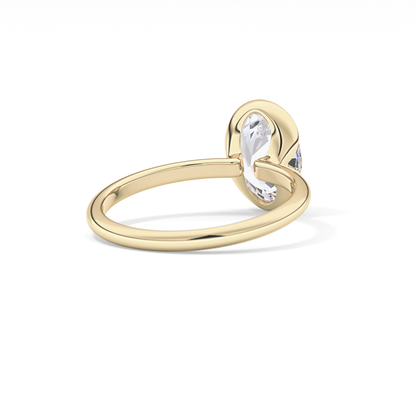 Oval Solitaire Half Bezel Lab Grown Diamond Engagement Ring