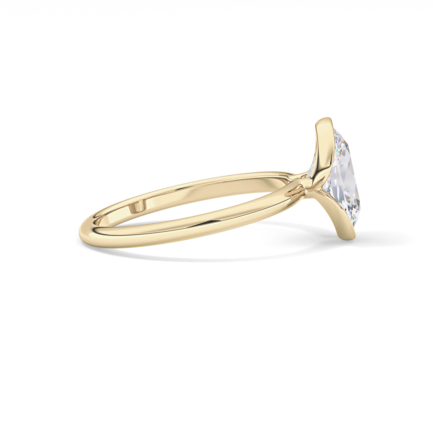 Oval Solitaire Half Bezel Lab Grown Diamond Engagement Ring