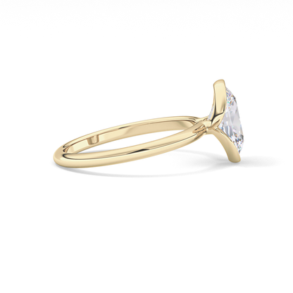 Oval Solitaire Half Bezel Lab Grown Diamond Engagement Ring