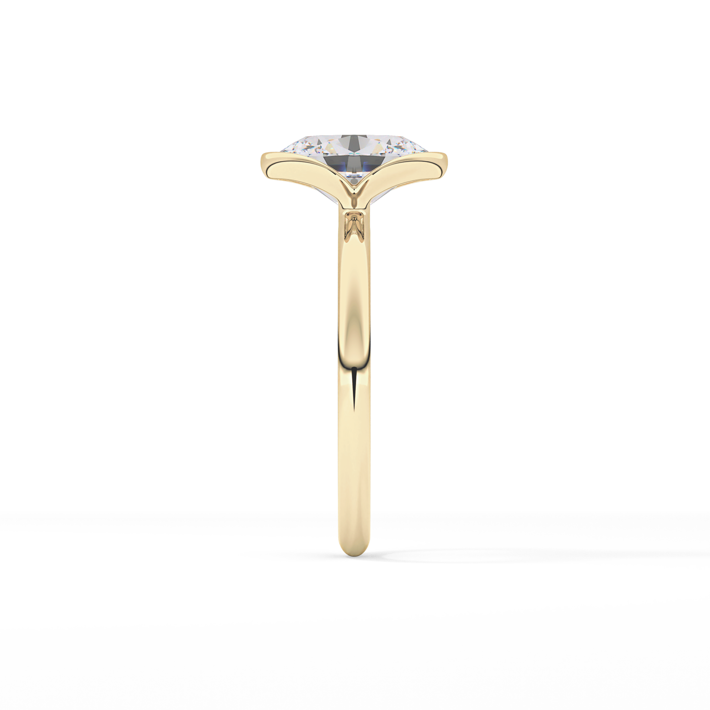 Oval Solitaire Half Bezel Lab Grown Diamond Engagement Ring