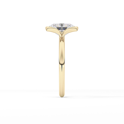 Oval Solitaire Half Bezel Lab Grown Diamond Engagement Ring