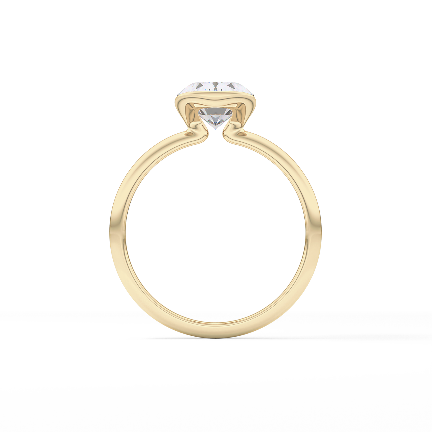 Oval Solitaire Half Bezel Lab Grown Diamond Engagement Ring