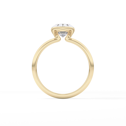 Oval Solitaire Half Bezel Lab Grown Diamond Engagement Ring