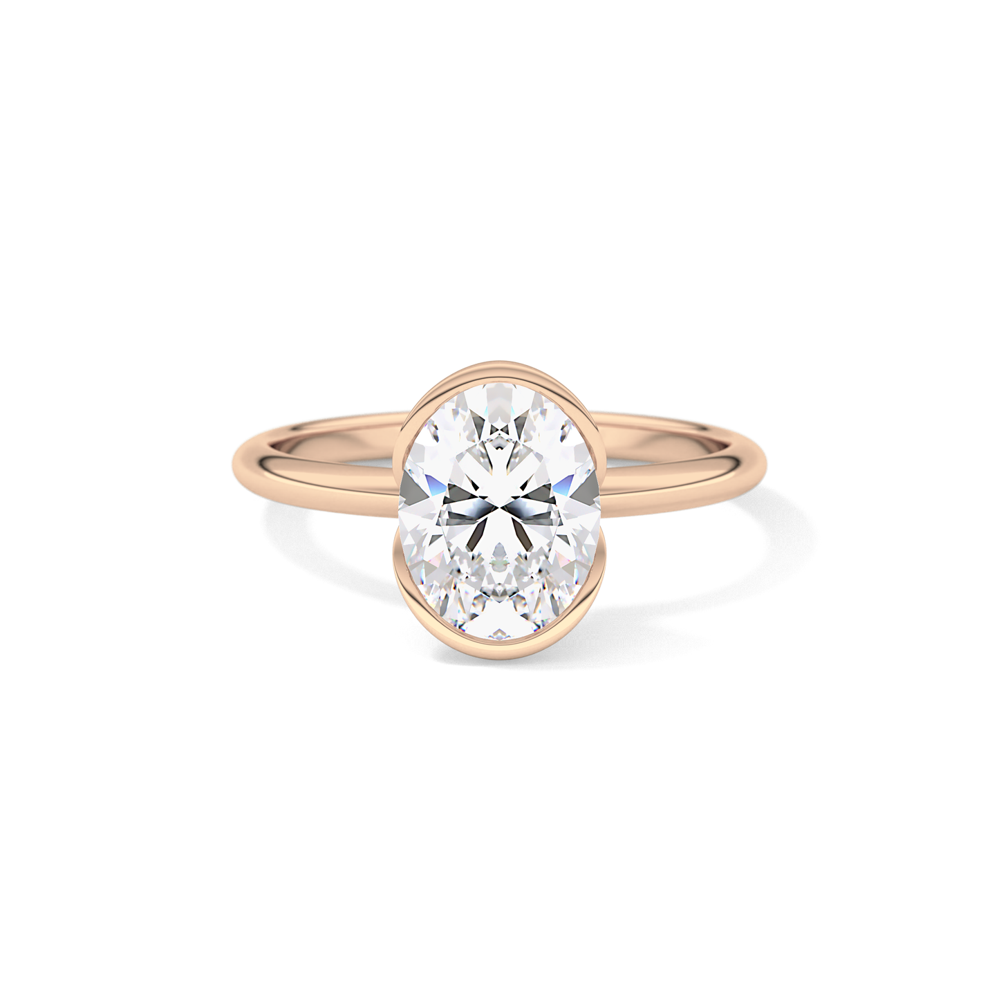 Oval Solitaire Half Bezel Lab Grown Diamond Engagement Ring