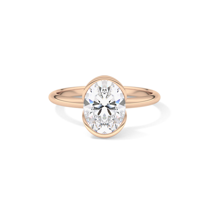 Oval Solitaire Half Bezel Lab Grown Diamond Engagement Ring