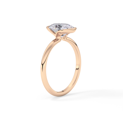 Oval Solitaire Half Bezel Lab Grown Diamond Engagement Ring