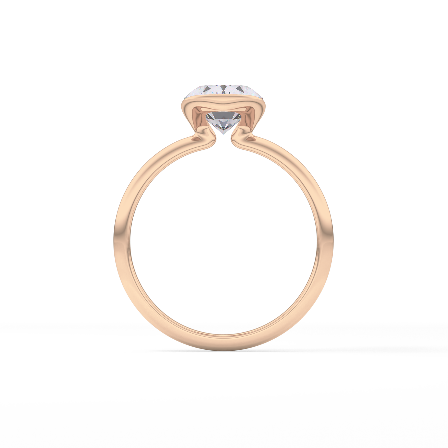 Oval Solitaire Half Bezel Lab Grown Diamond Engagement Ring