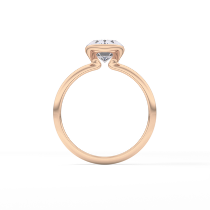 Oval Solitaire Half Bezel Lab Grown Diamond Engagement Ring
