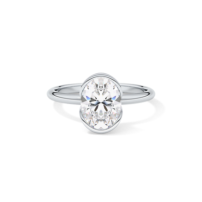 Oval Solitaire Half Bezel Lab Grown Diamond Engagement Ring