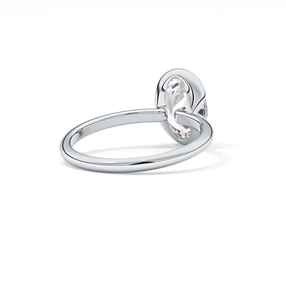 Oval Solitaire Half Bezel Lab Grown Diamond Engagement Ring