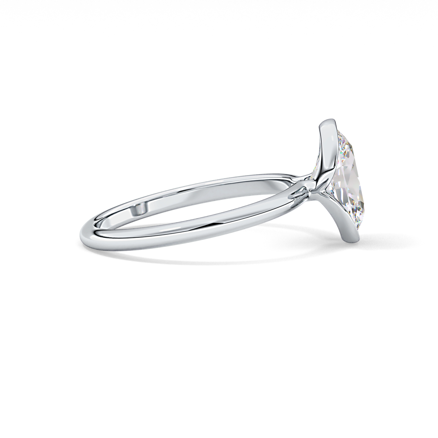 Oval Solitaire Half Bezel Lab Grown Diamond Engagement Ring