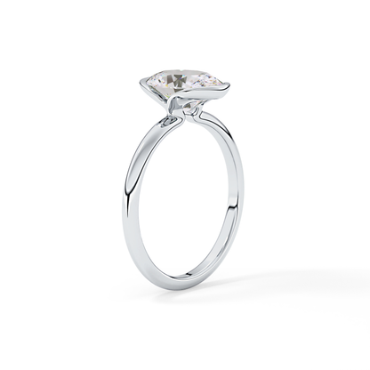 Oval Solitaire Half Bezel Lab Grown Diamond Engagement Ring