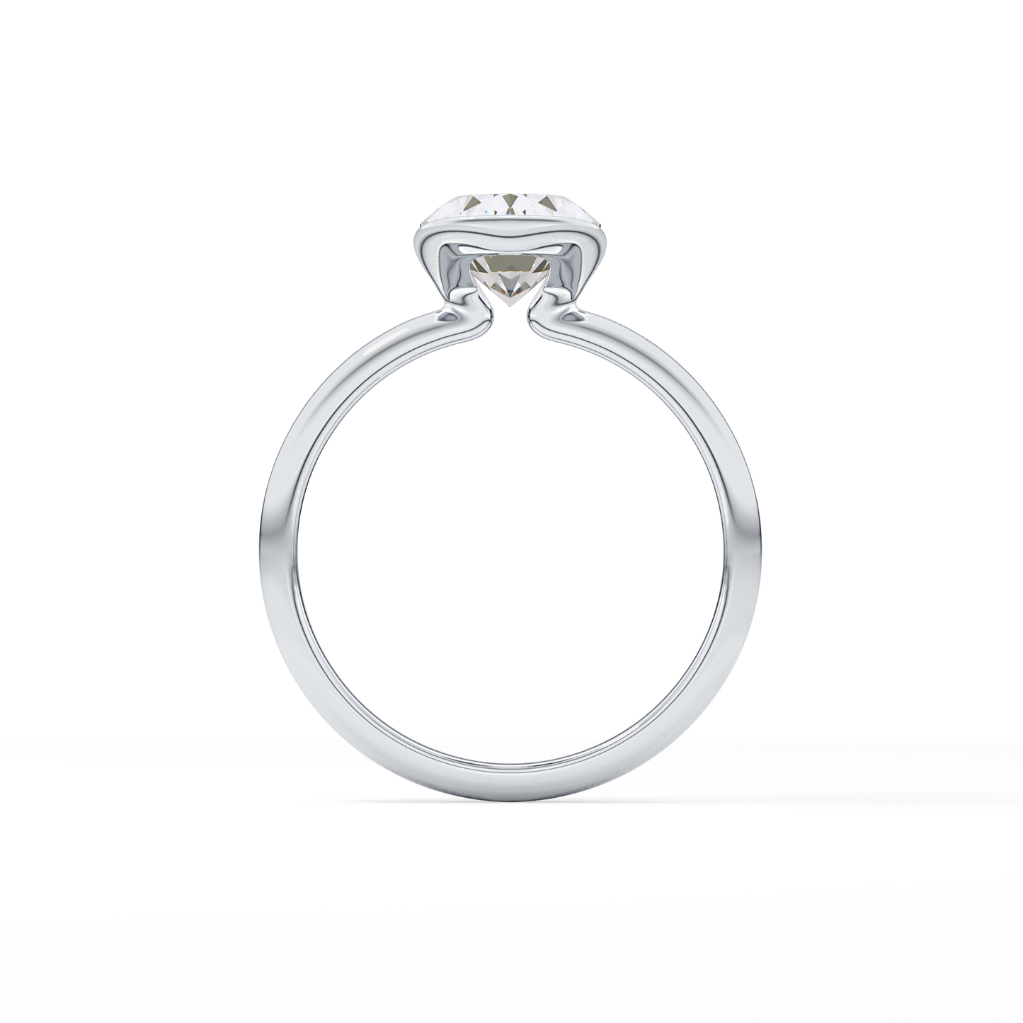 Oval Solitaire Half Bezel Lab Grown Diamond Engagement Ring