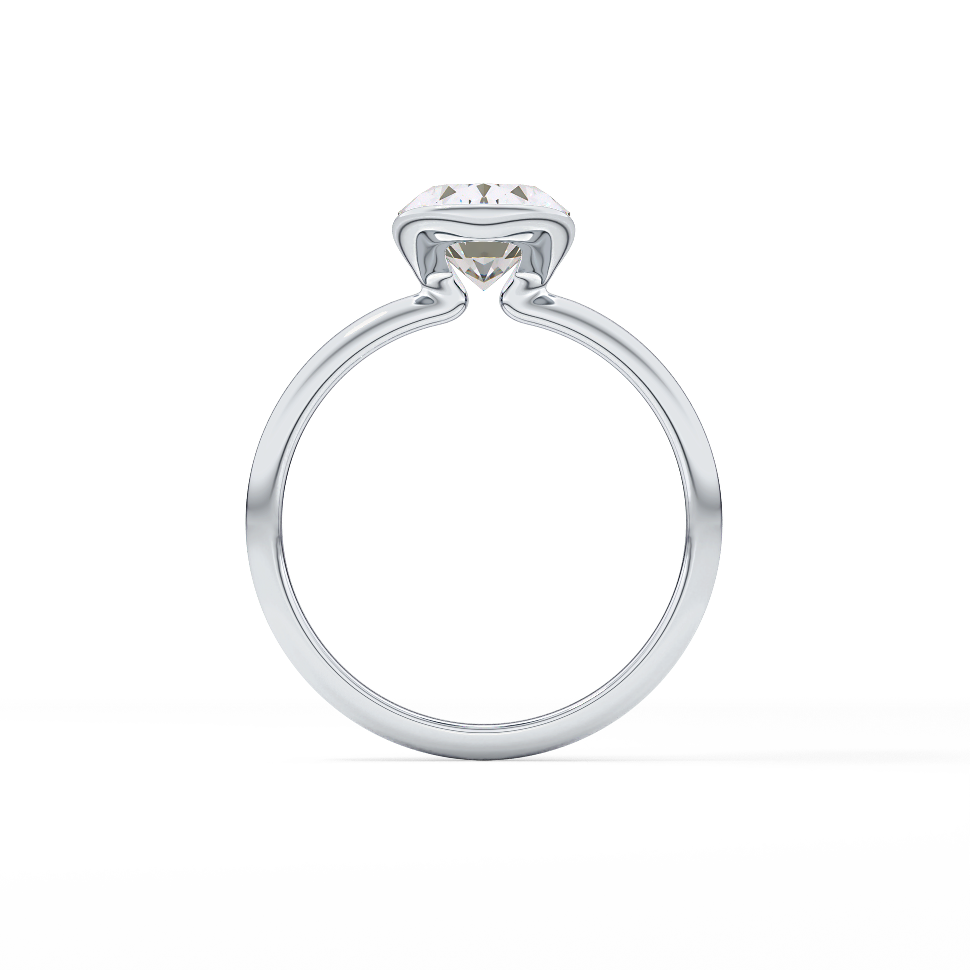 Oval Solitaire Half Bezel Lab Grown Diamond Engagement Ring