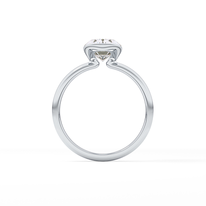 Oval Solitaire Half Bezel Lab Grown Diamond Engagement Ring