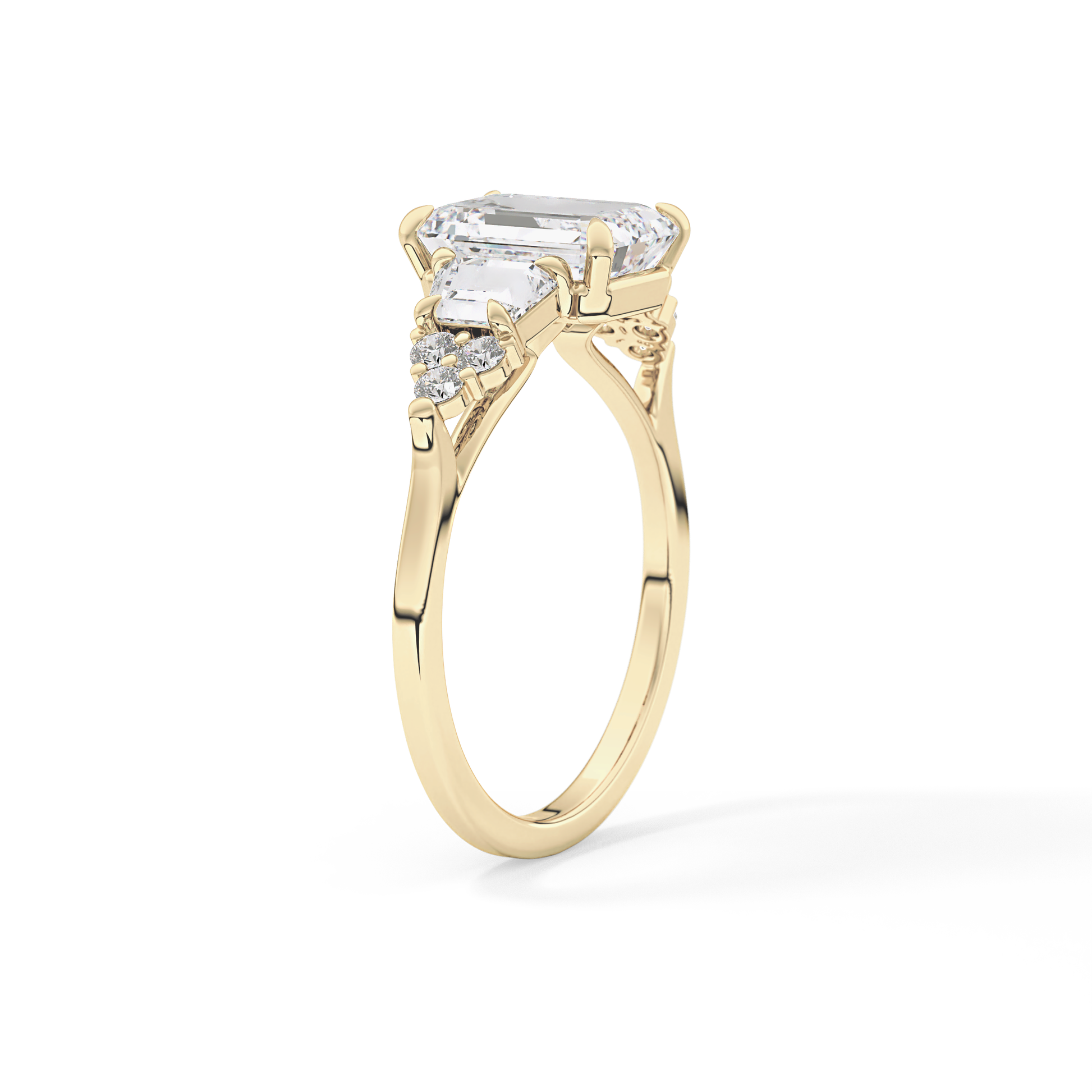 Emerald Cluster Lab Grown Diamond Engagement Ring