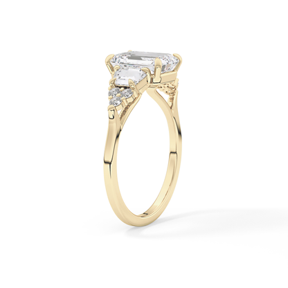 Emerald Cluster Lab Grown Diamond Engagement Ring