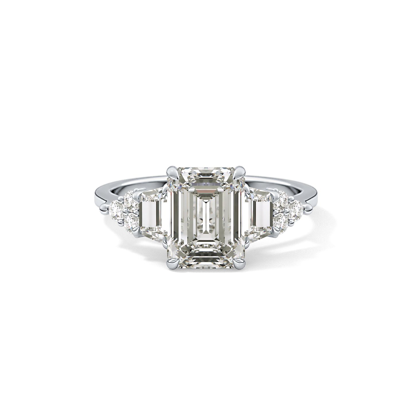 Emerald Cluster Lab Grown Diamond Engagement Ring