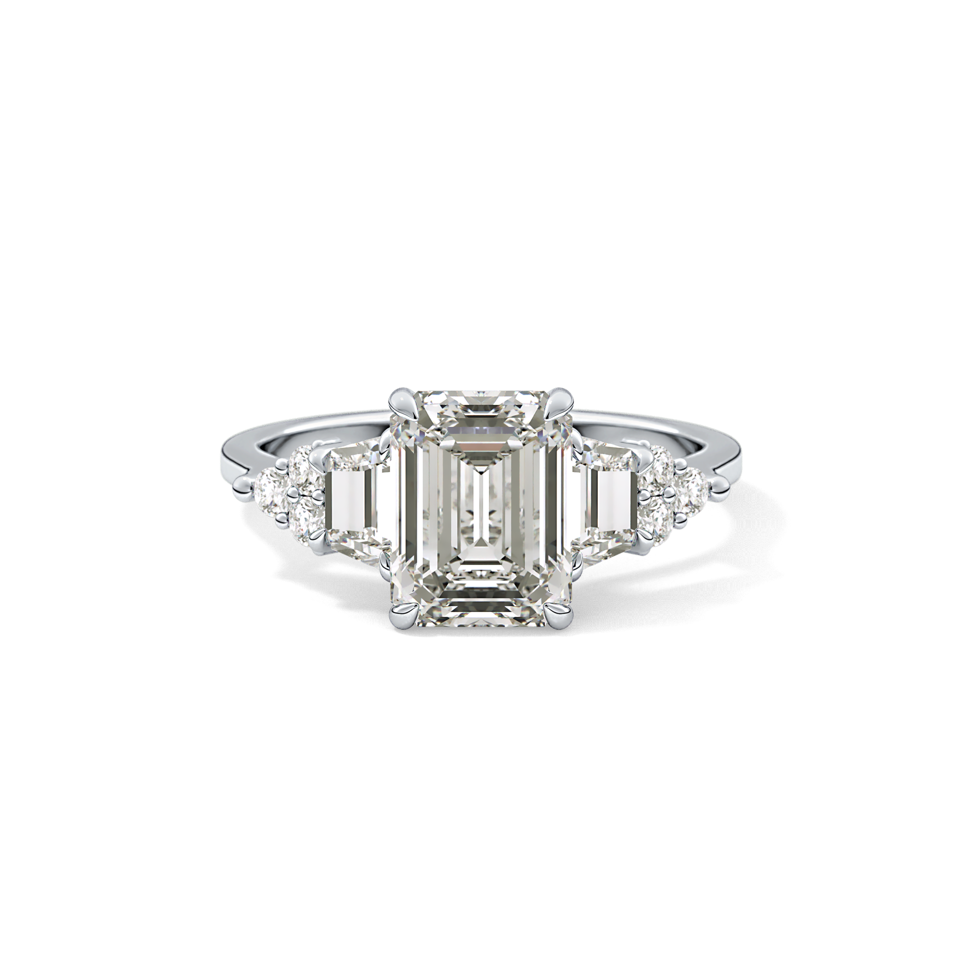 Emerald Cluster Lab Grown Diamond Engagement Ring