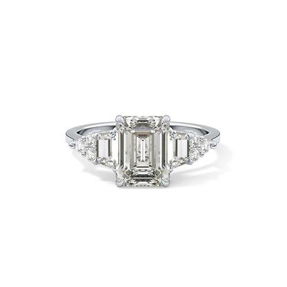 Emerald Cluster Lab Grown Diamond Engagement Ring